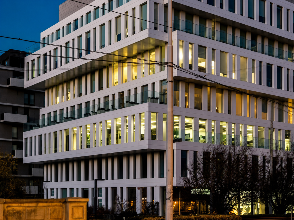 commercial building with CFL and LED lighting