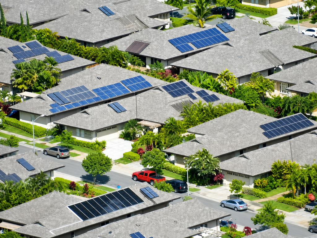 Solar panels on a neighborhood of houses